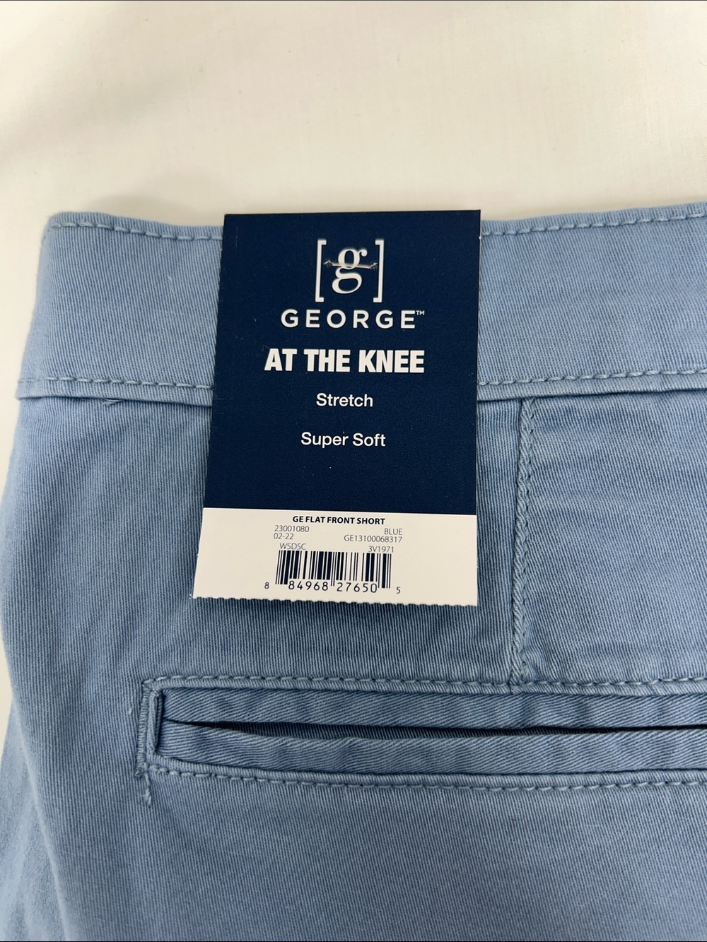 NWT George Men’s "At The Knee" Stretch Chino Shorts Slate Blue Size 36 - Picture 4 of 7